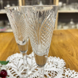 Пара бокалов из хрусталя "Ананас" Дятьковского ХЗ, рисунок от формы. Винтаж. Цена за пару. Картинка 4